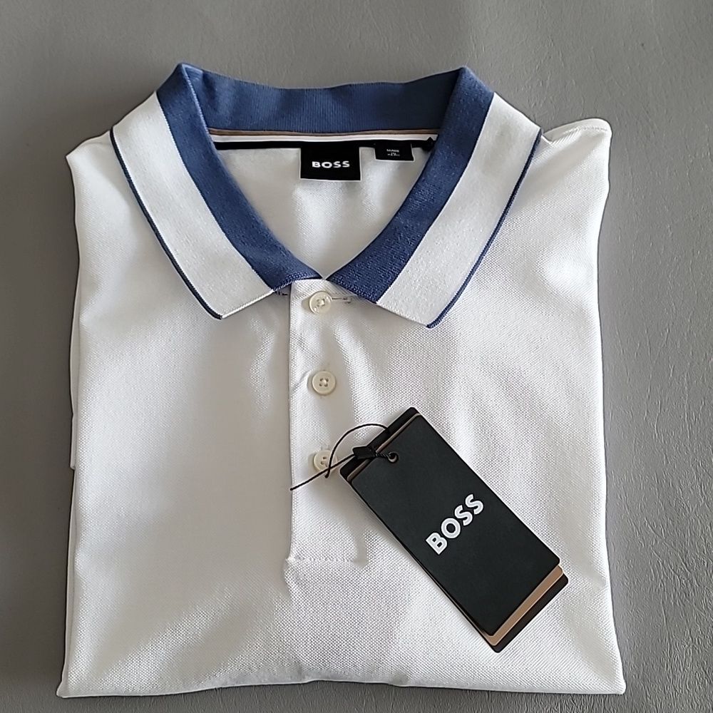 Hugo Boss Parlay White Regular Fit Men's Polo Shirt Size XXL - Picture 2 of 9